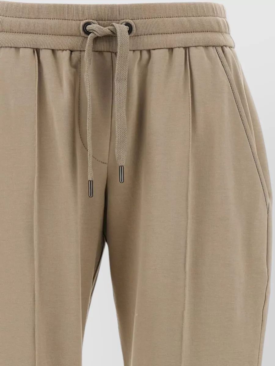 Brunello Cucinelli Cotton Drawstring Trousers Side Pockets Cuffed Hem