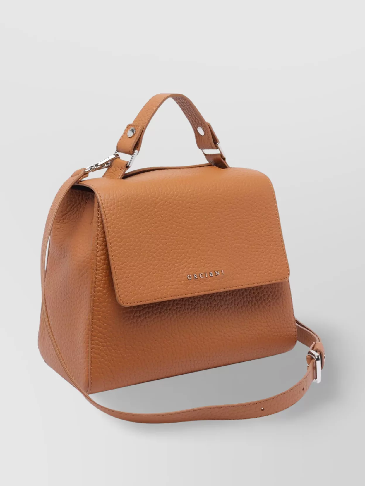 Orciani Textured Top Handle Shoulder Bag With Metal Hardware