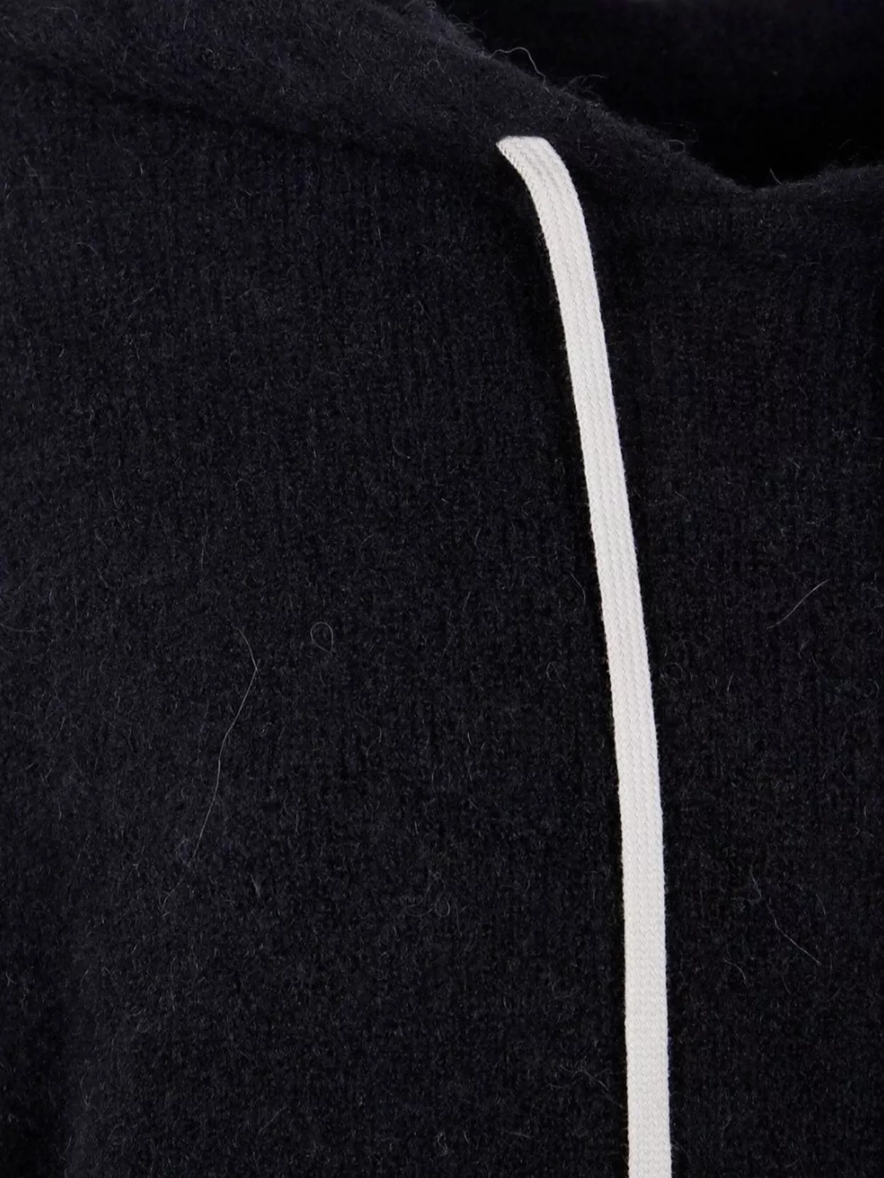 Rick Owens Hooded Sweater With Drawstring And Pocket In Black