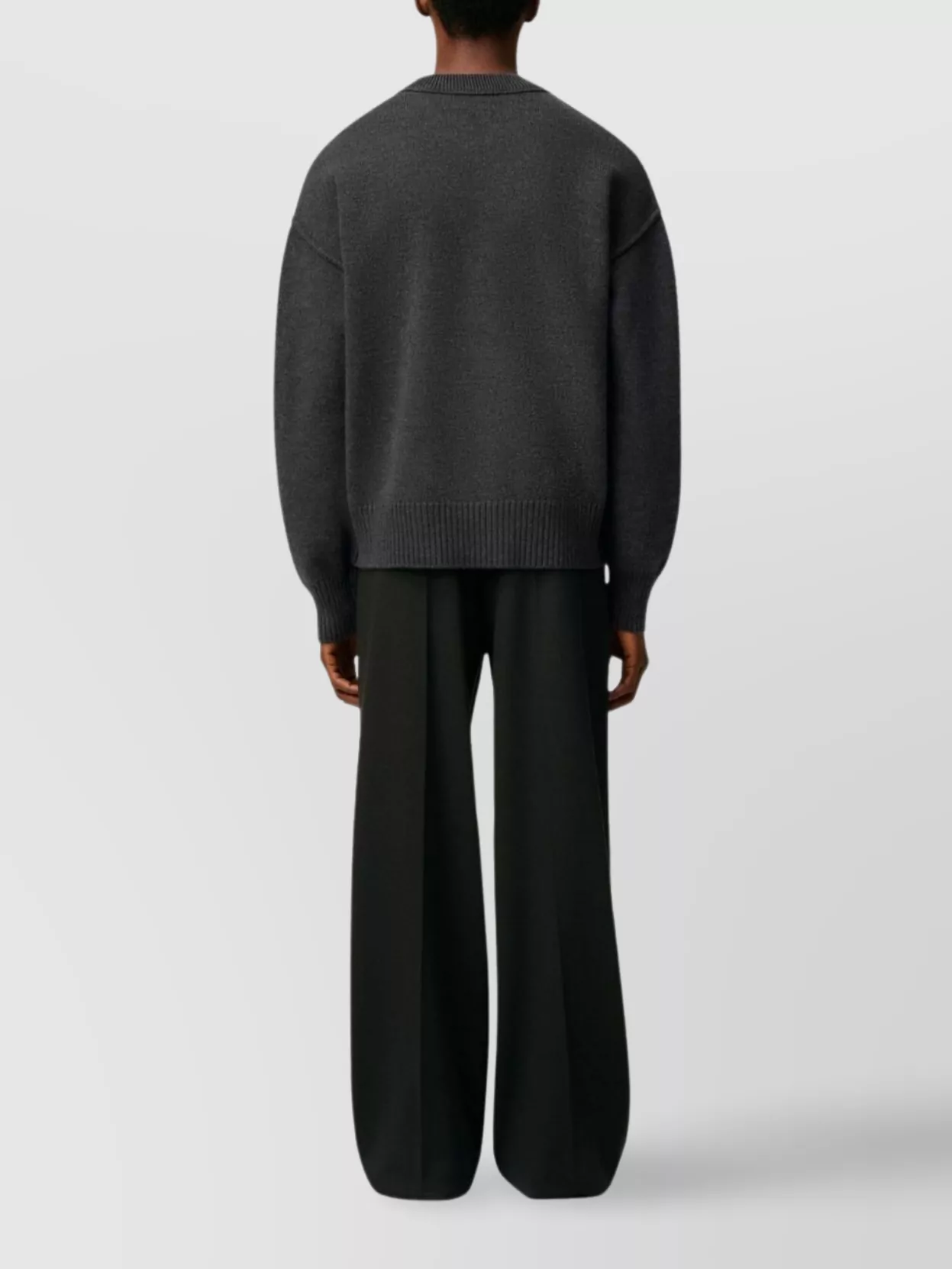 Ami Paris Heart Intarsia Wool Knit Crewneck Sweater