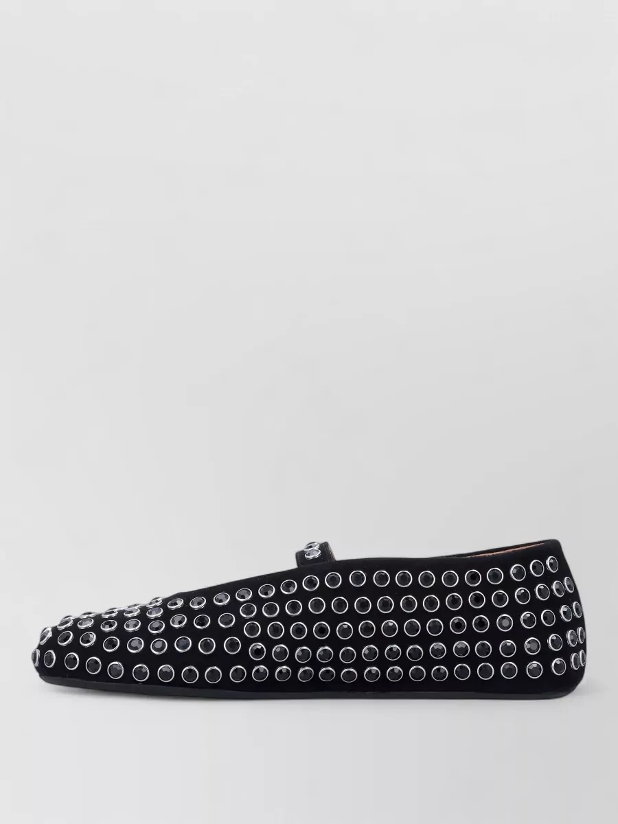 Alaïa Leather Strass-Embellished Ballet Flats