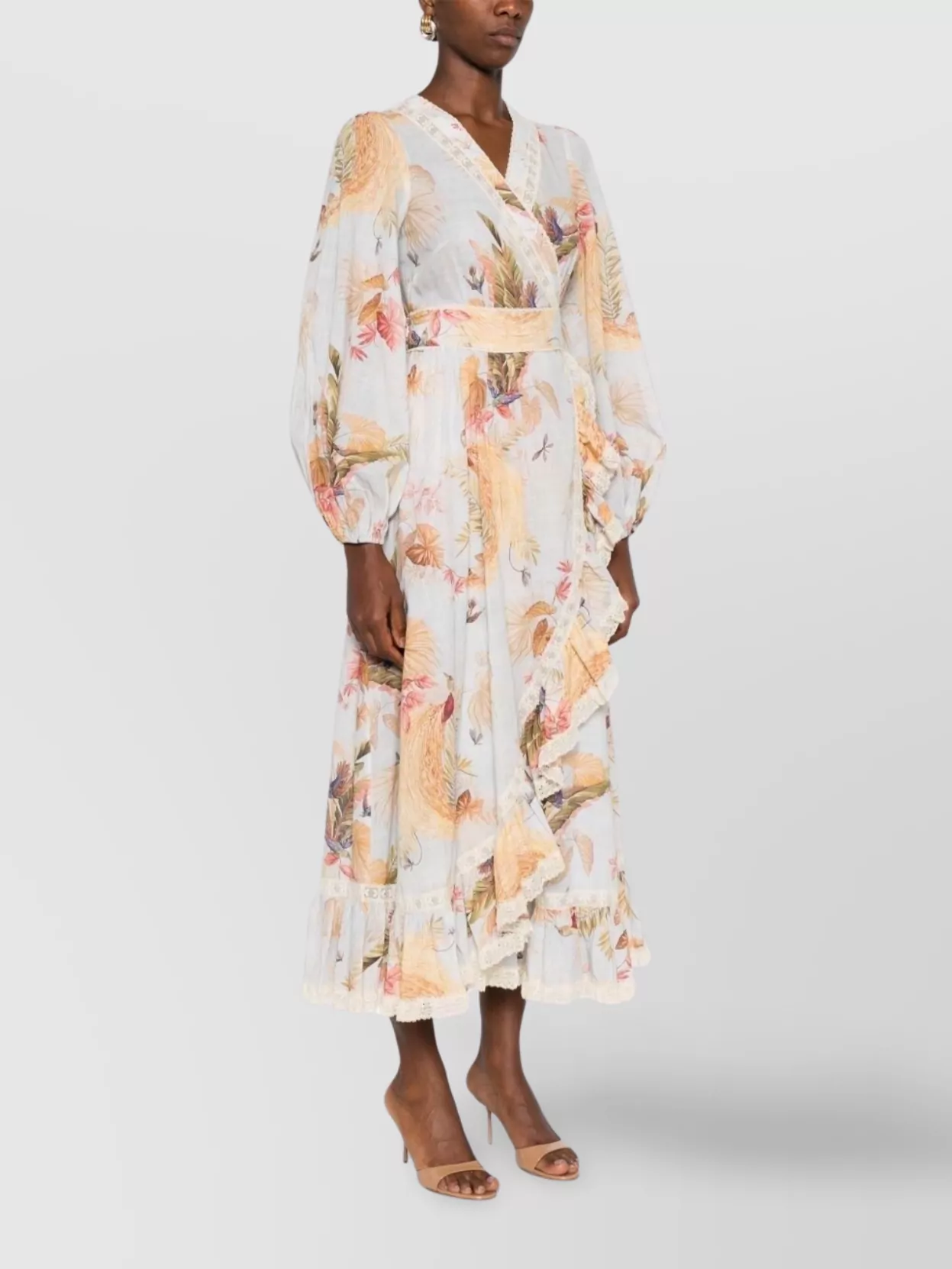 Zimmermann Floral Midi Dress Belted Waist
