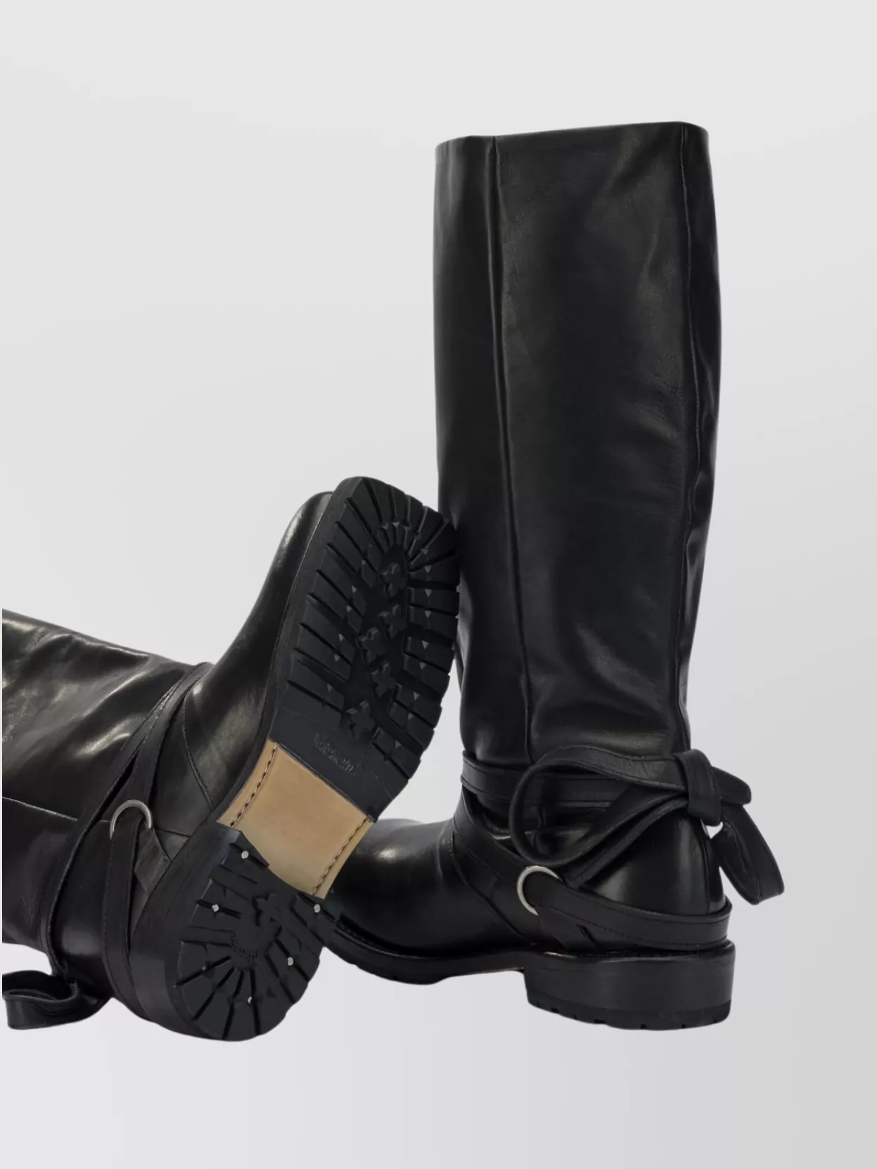 Our Legacy Knee-High Leather Boots Buckle Strap