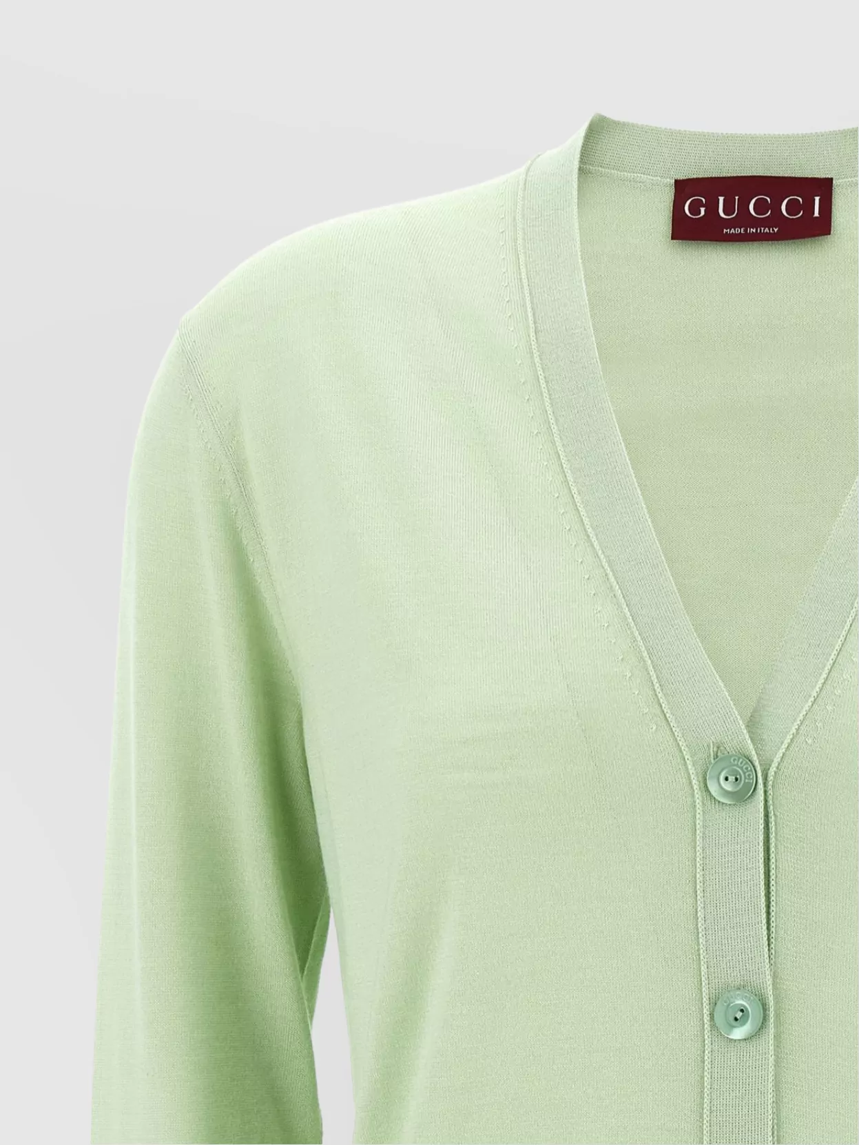 Gucci V-neck Cardigan Front Pockets In Green
