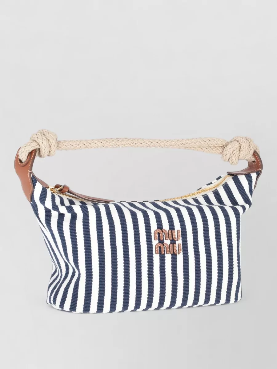 Miu Miu Na Embroidered Canvas Shoulder Bag