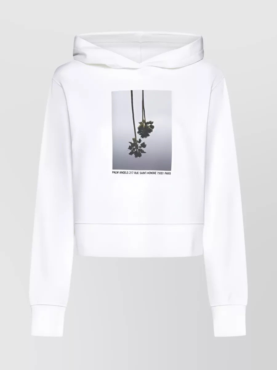 Shop Palm Angels Mirage Hoodie Cotton Photograph Print In White