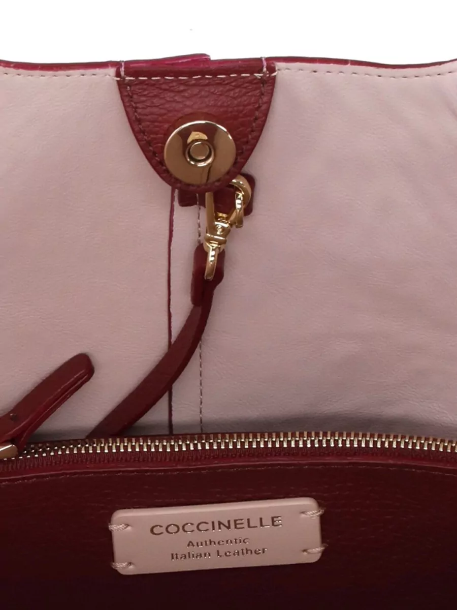Coccinelle Shoulder Bag Pebbled Leather Double Handle Pochette