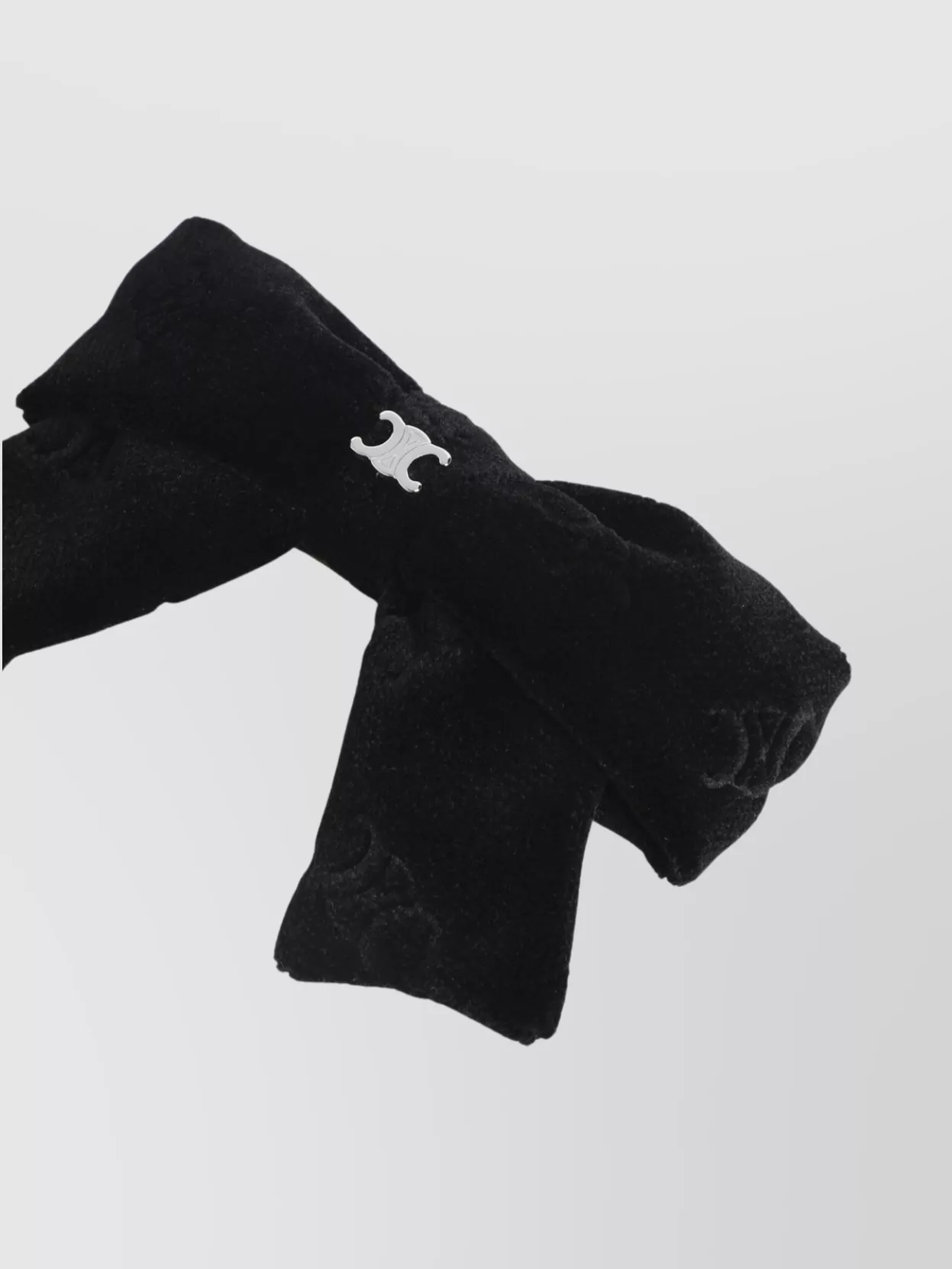 Celine Textured Bow Hair Clip With Metal Detail