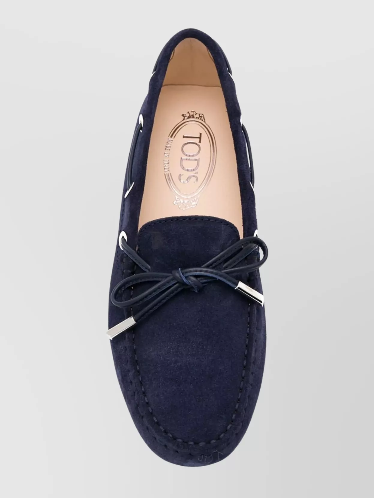 Tod's Suede Loafers With Bow And Metal Eyelets
