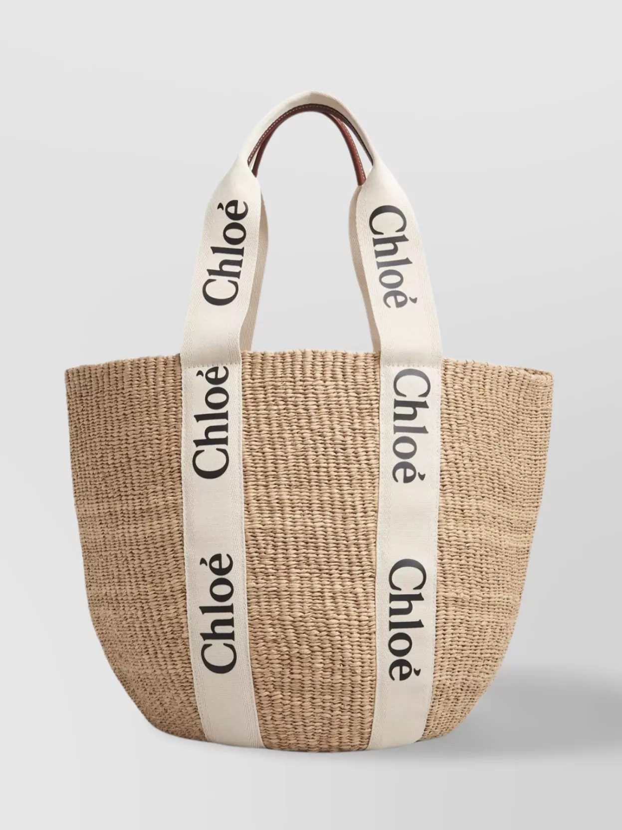 CHLOÉ TEXTURED WOVEN CARRYALL WITH EMBOSSED LEATHER PATCH