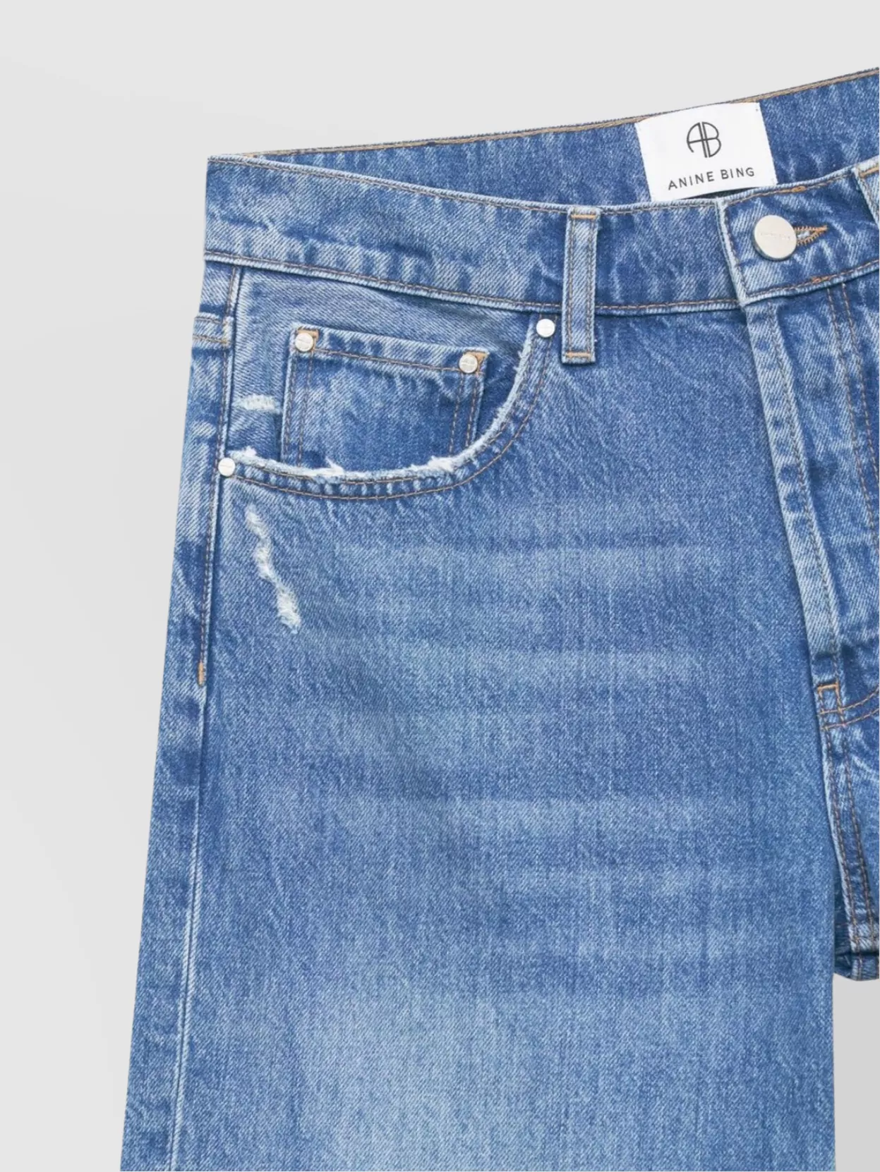Shop Anine Bing Logo Patch Wide-leg Jeans