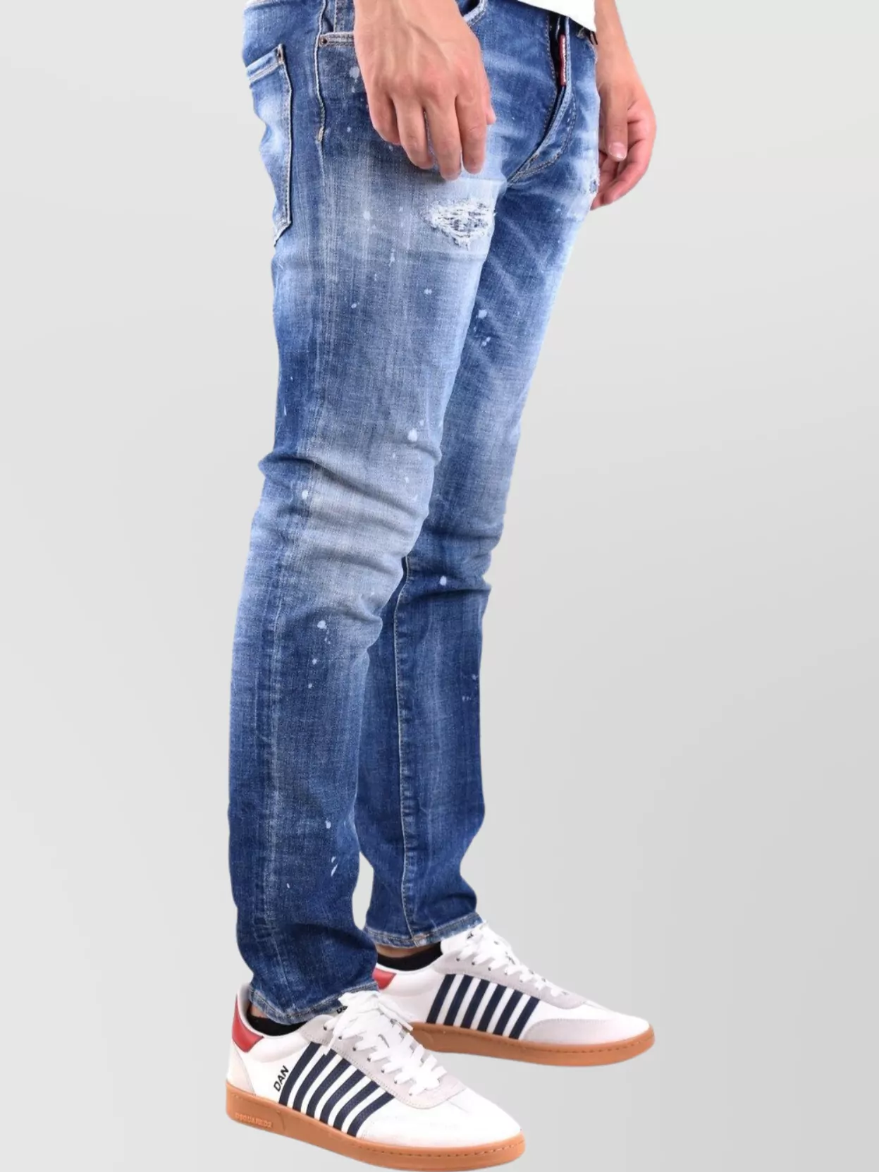 Dsquared2 Denim Trousers Distressed Belt Loops In Blue