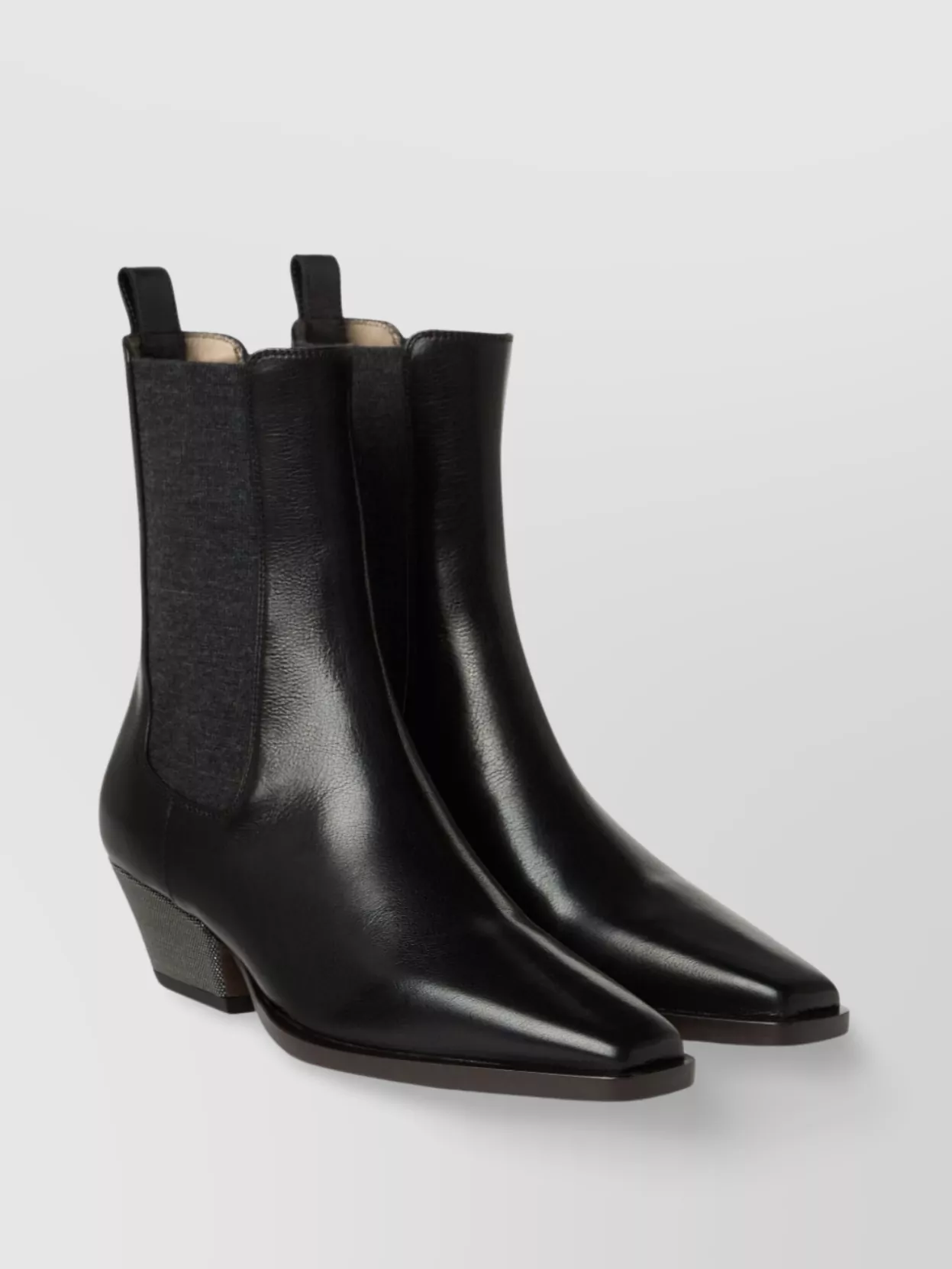Brunello Cucinelli Leather Ankle Boots Cuban Heel