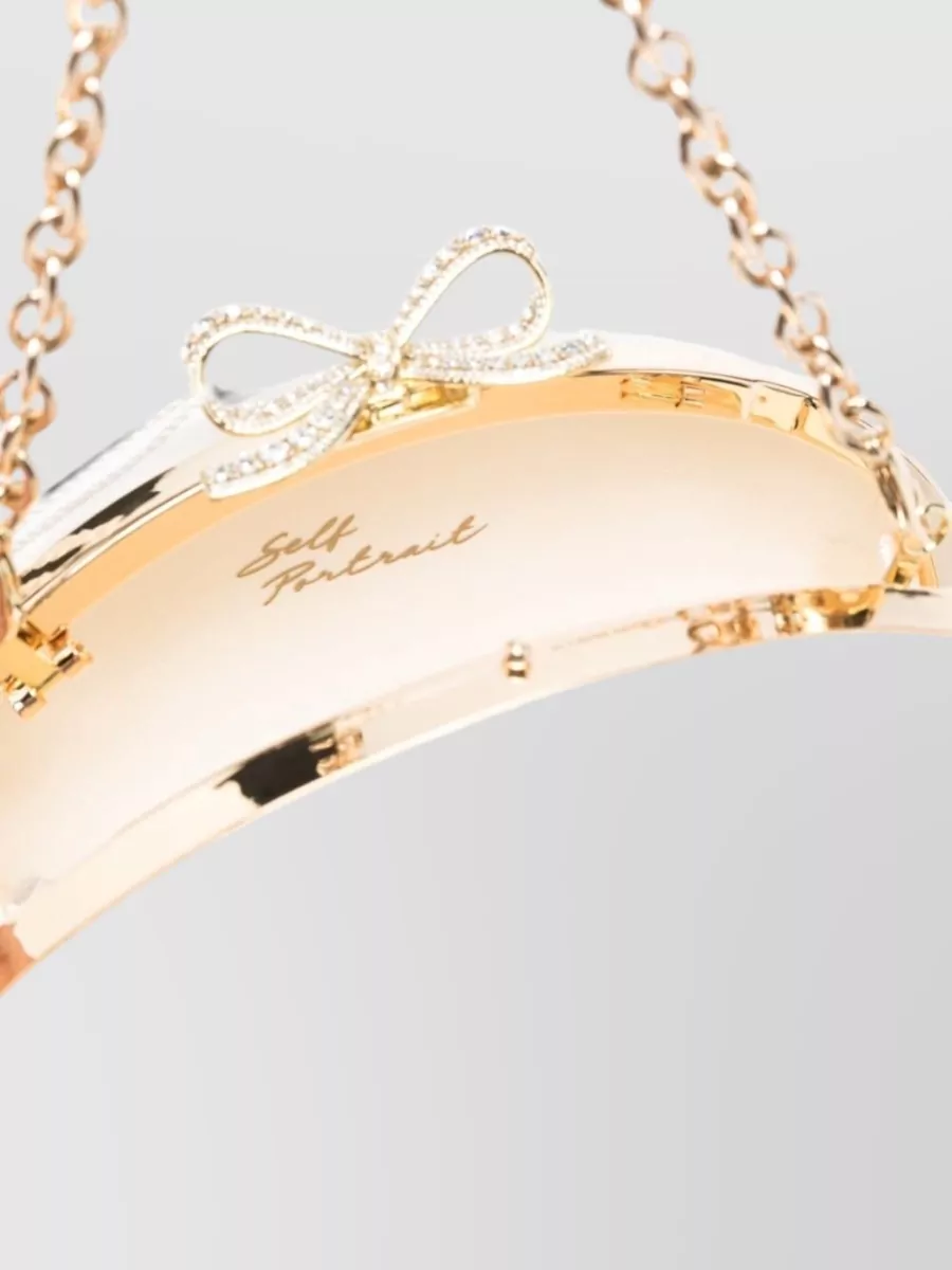 Self-Portrait Diamante Mini Satin Clutch Bag