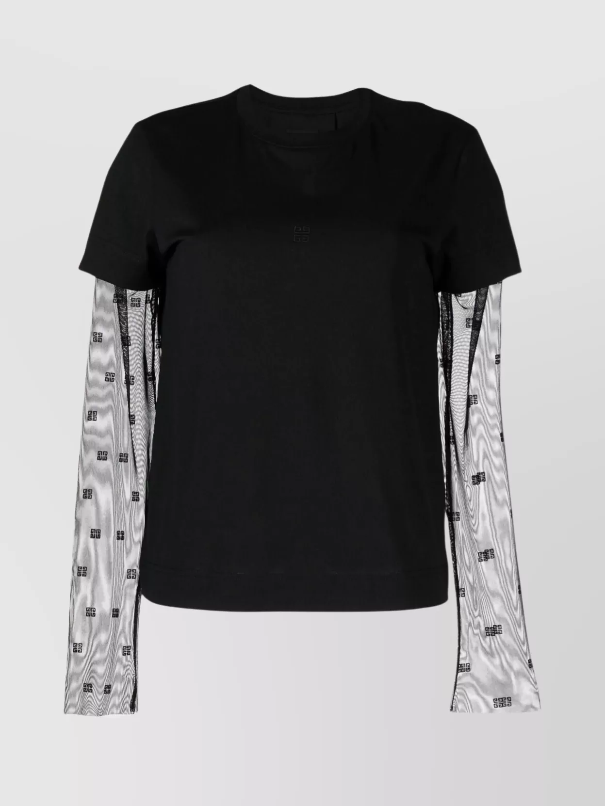 Givenchy Sleeved Cotton Jersey Knit Top In Black