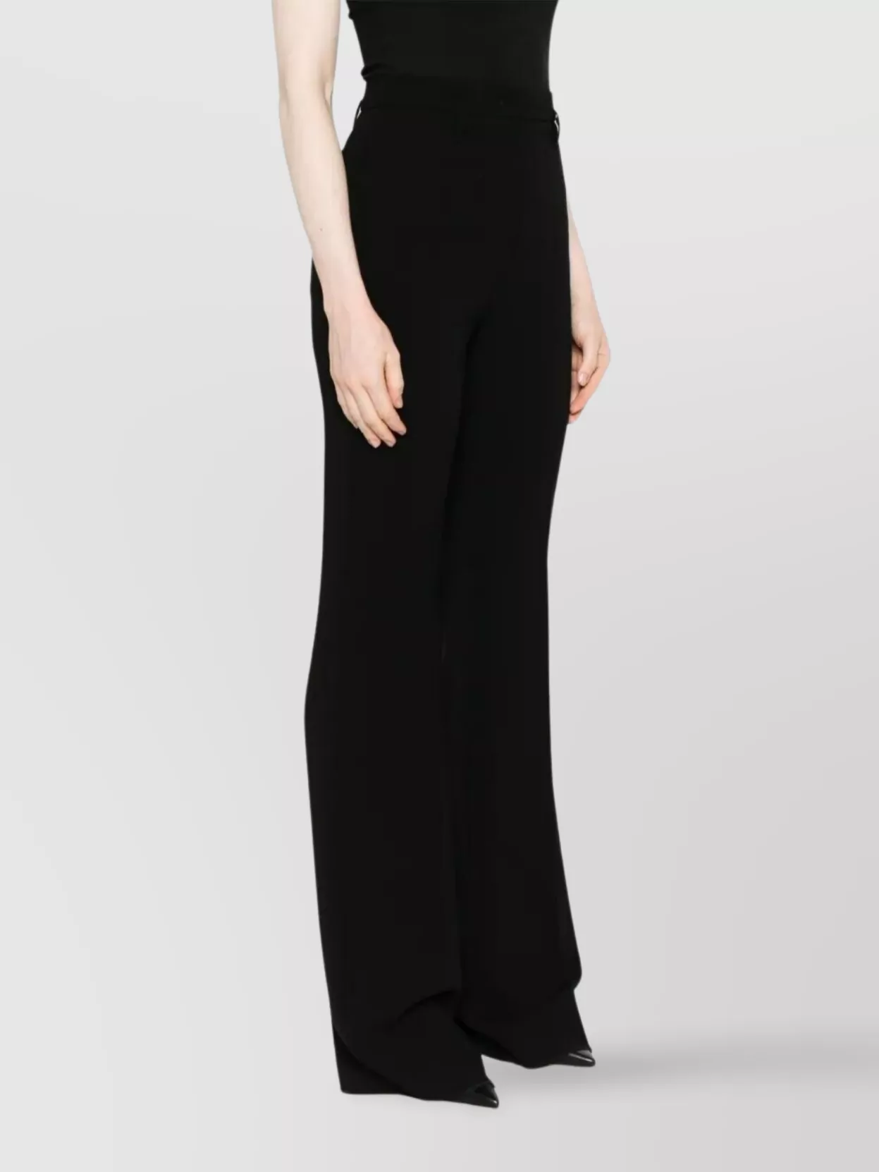 S Max Mara High Waist Flared Leg Trousers With Side Pockets