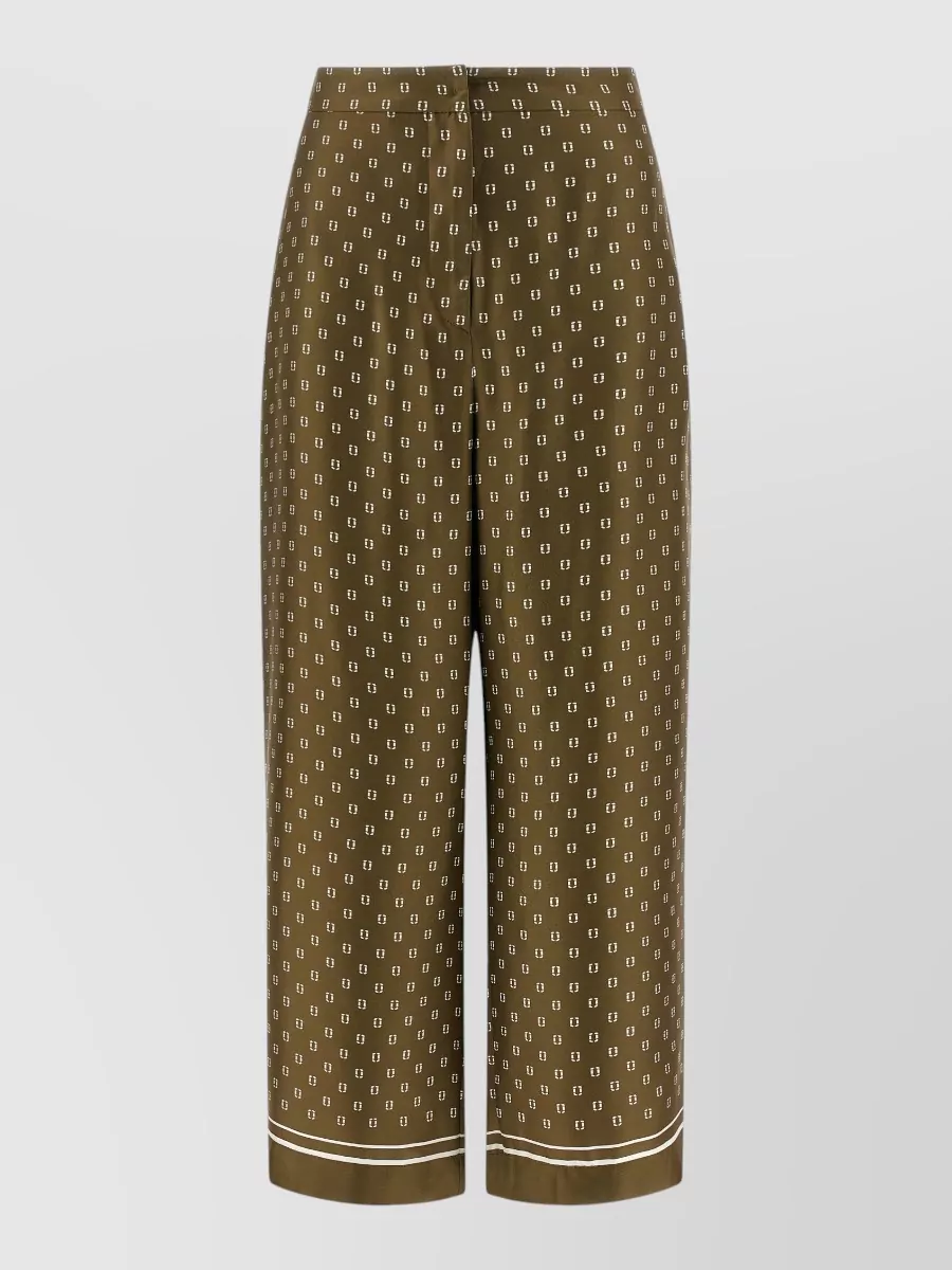 S Max Mara silk printed cropped wide-leg trousers