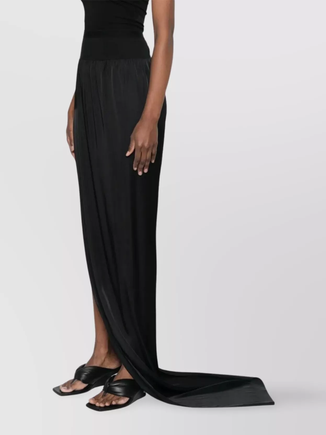 Rick Owens Asymmetric High Waist Long Skirt With Side Slit