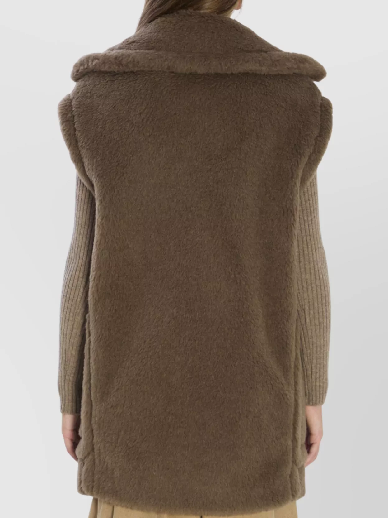 Max Mara Oversized Sleeveless Faux Fur Vest In Green