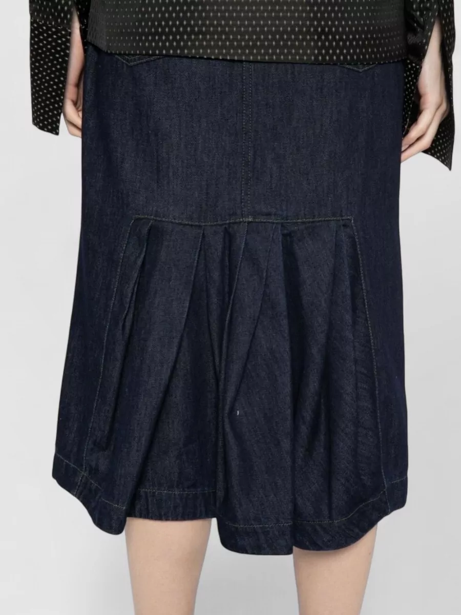 Dries Van Noten Midi Skirt Pleated Back Pockets Silk Blend