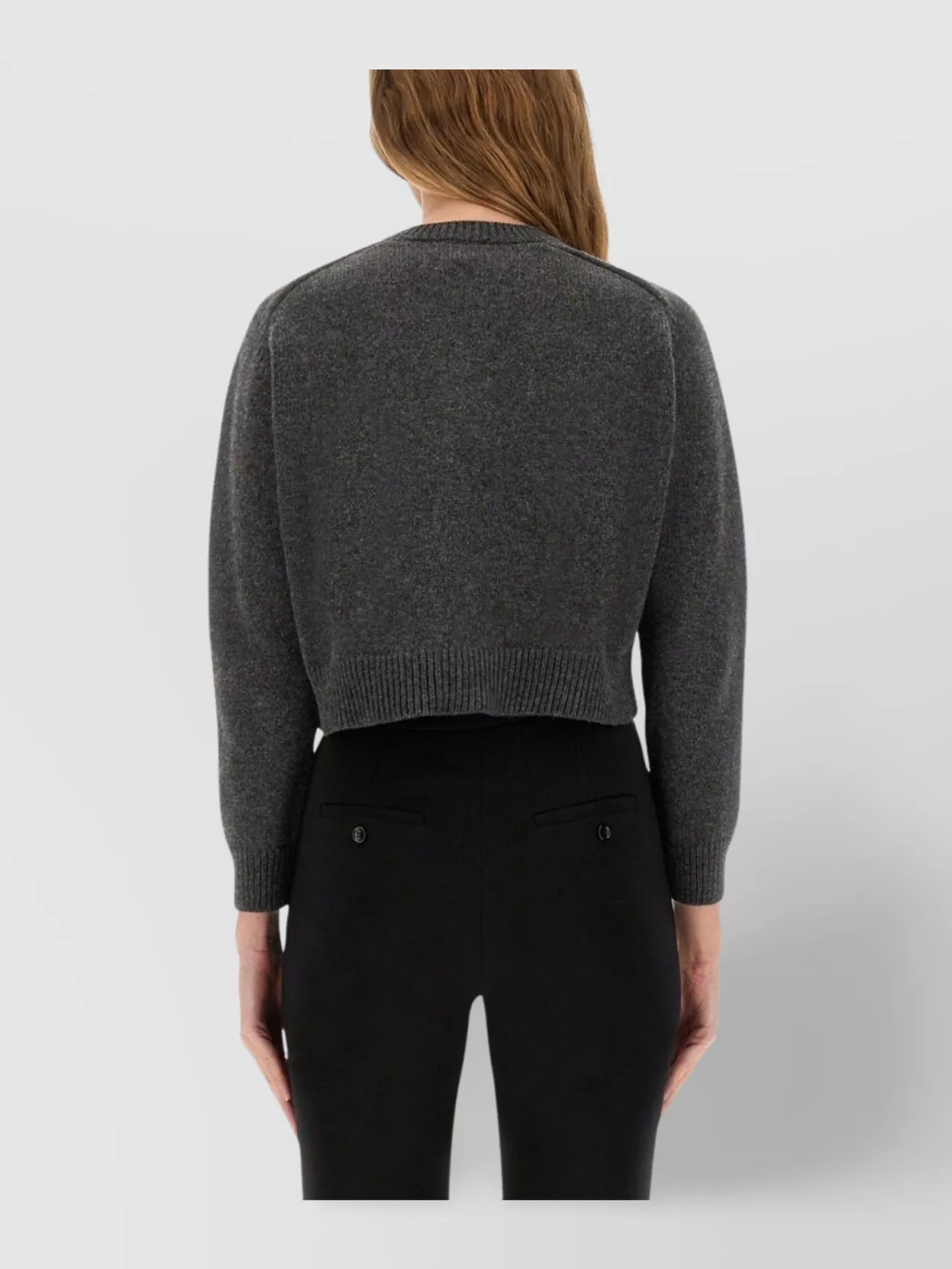 Patou Jp Monogram Intarsia Wool And Cashmere Cropped Cardigan Clothing In Gray