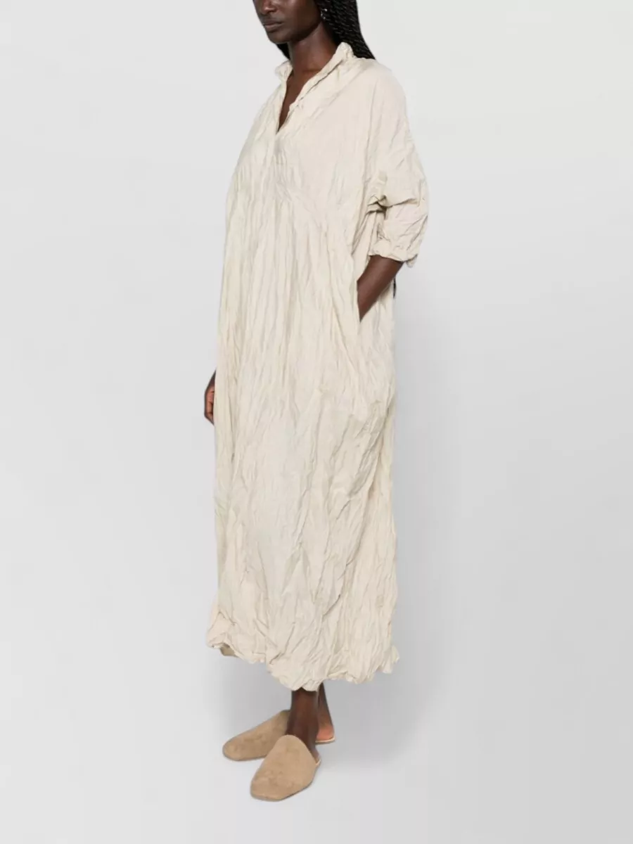 Daniela Gregis Crinkled V-Neck Midi Dress