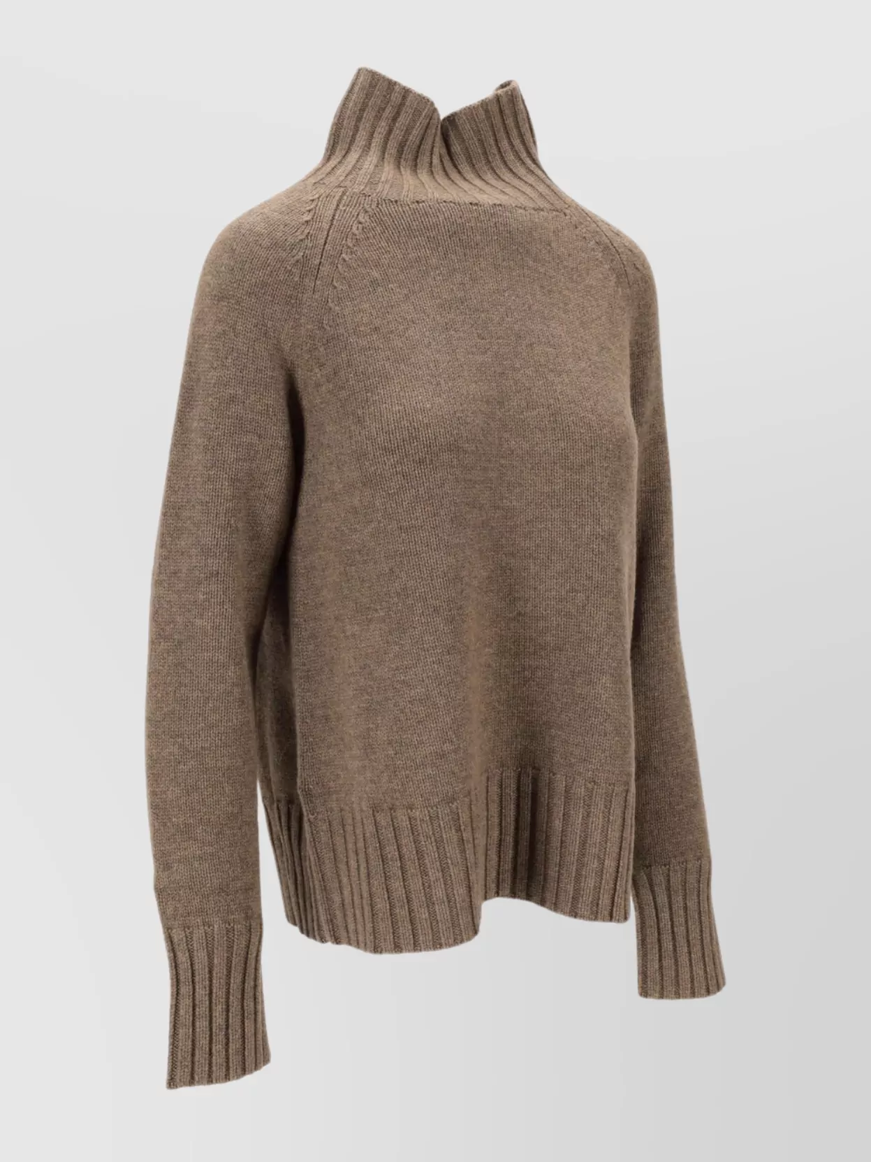 S Max Mara High Neck Long Sleeve Ribbed Top