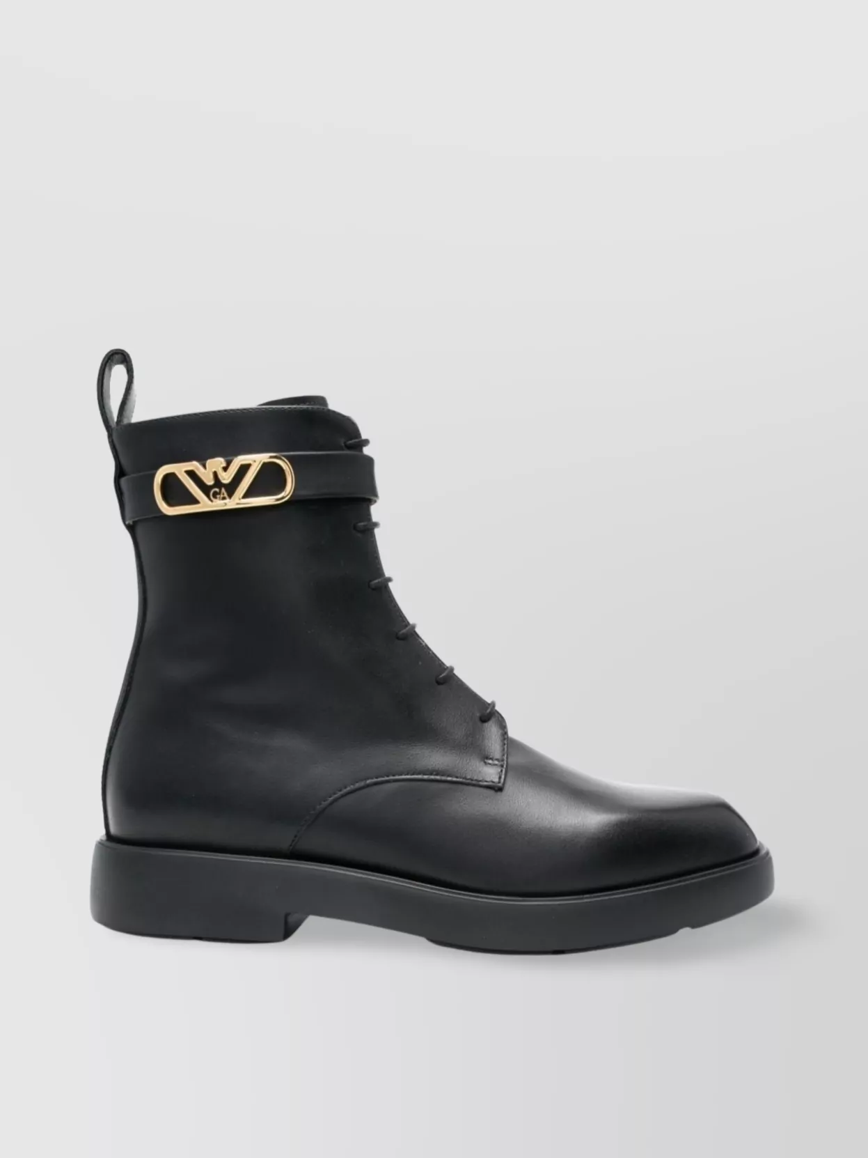 Emporio Armani Leather Ankle Boots Gold-Tone Hardware
