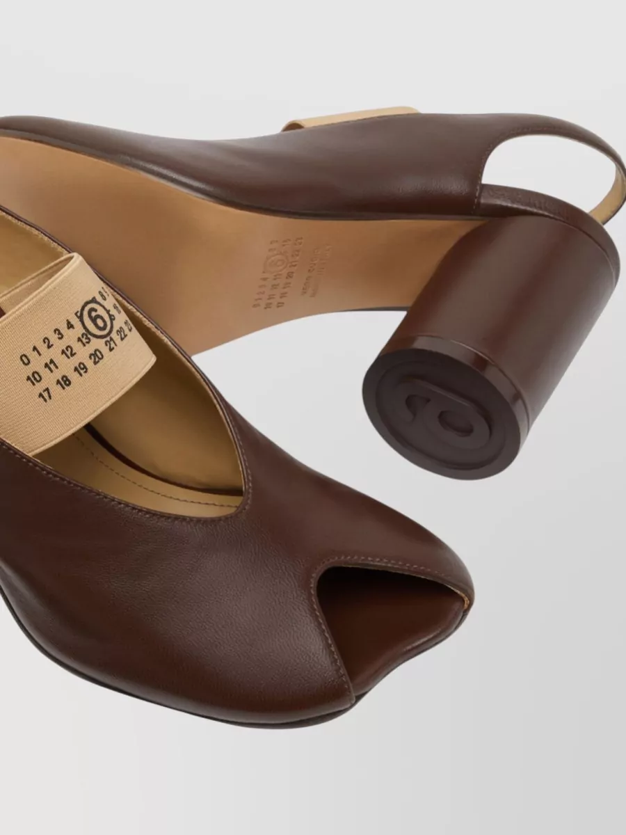 Mm6 Maison Margiela Leather Block Heel Slingback Sandals