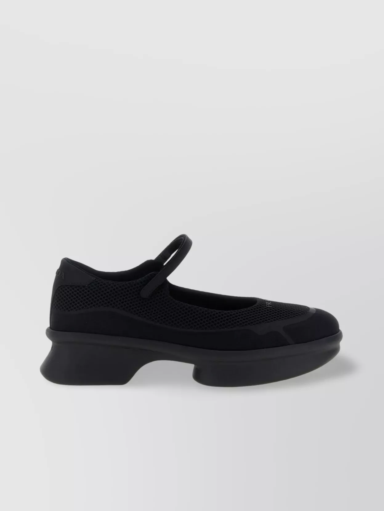Prada Wavy Mesh Platform Ballerina Shoes In Black