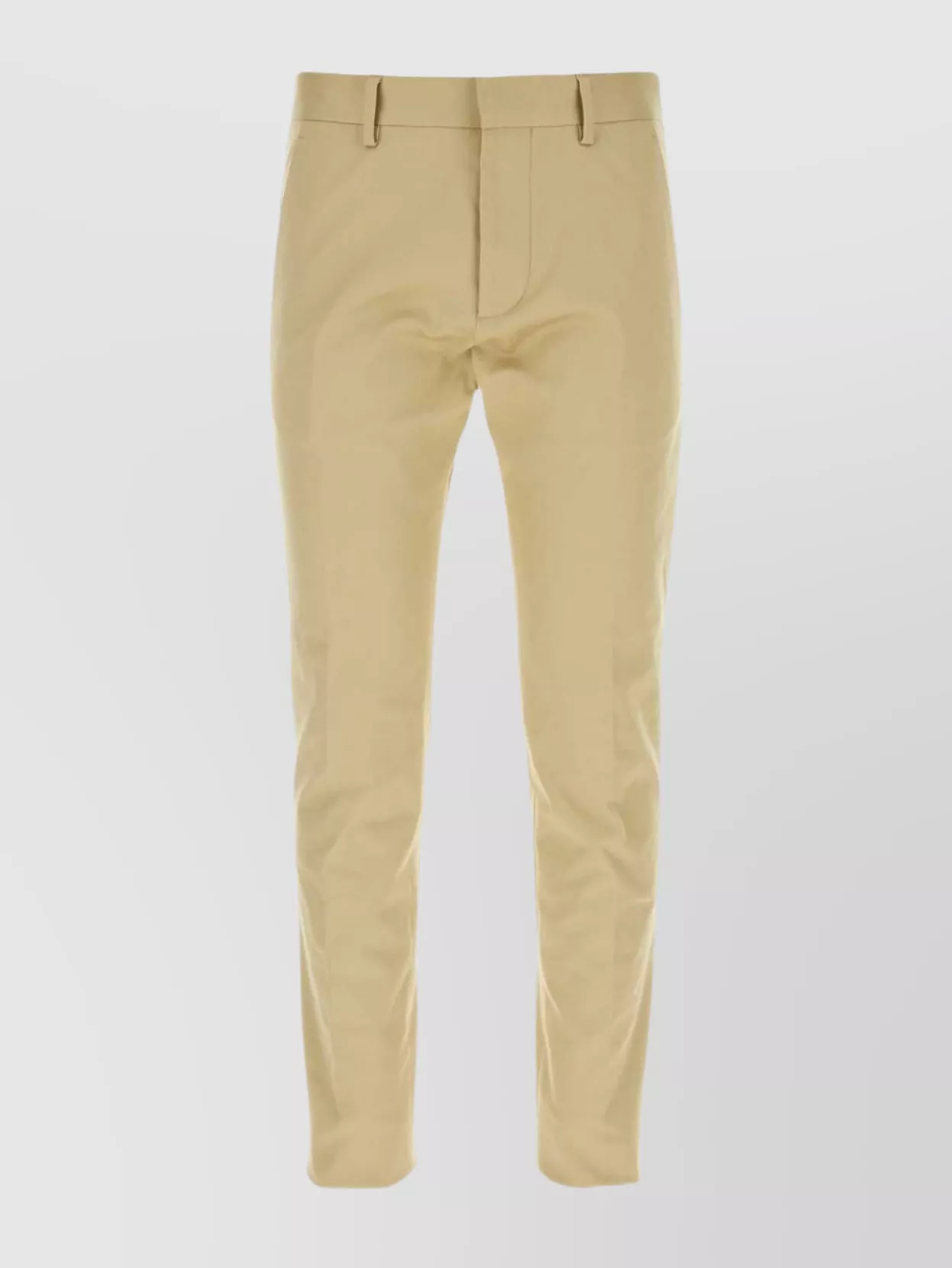 Shop Dsquared2 Stretch Cotton Pant With Belt Loops And Back Buttoned Welt Pockets In Beige