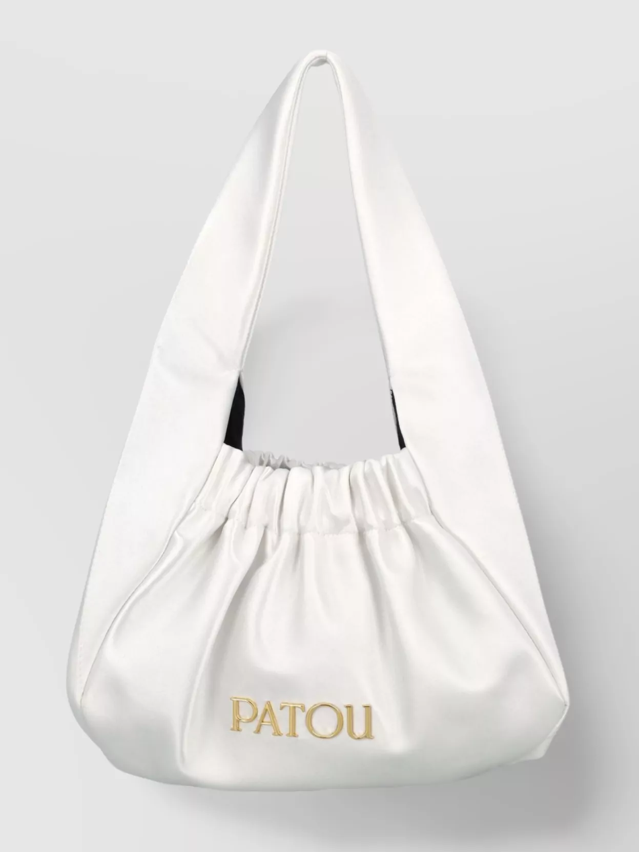 Patou Small Biscuit Satin Tote Bag In White