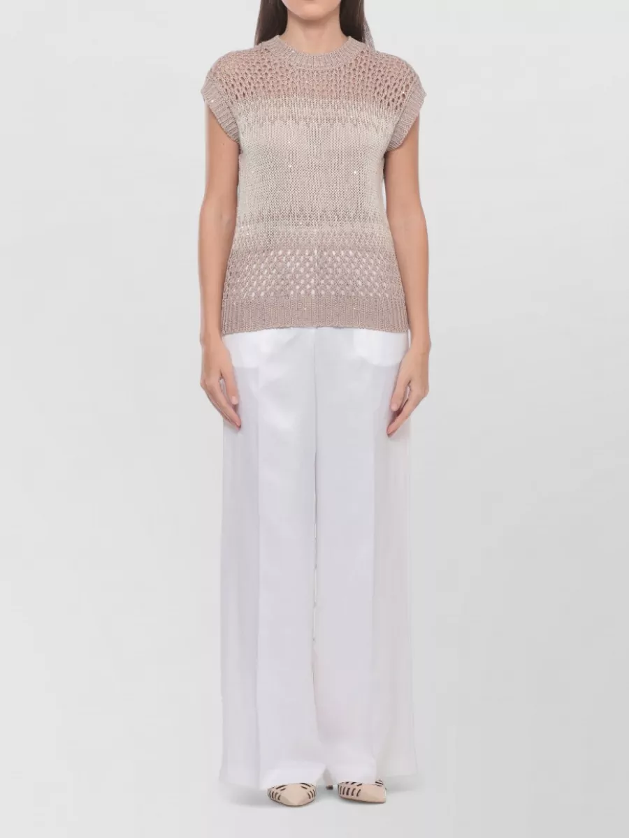 Peserico Sleeveless Sequin Cutout Sweatshirt