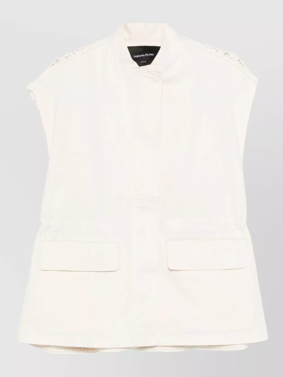 Fabiana Filippi Cotton gabardine high-neck asymmetric vest