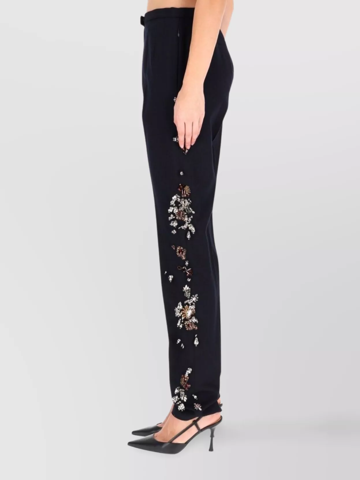 Dries Van Noten Ankle Length Slim Fit Embellished Trousers