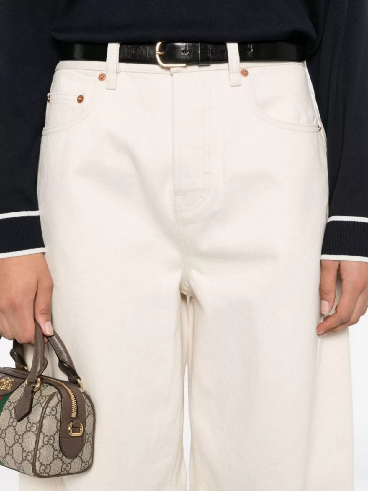 Gucci Wide-Leg Denim Jeans With Rivets