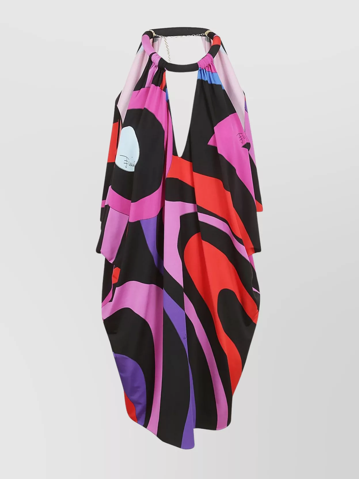 Shop Emilio Pucci Print Block Halter Midi Dress