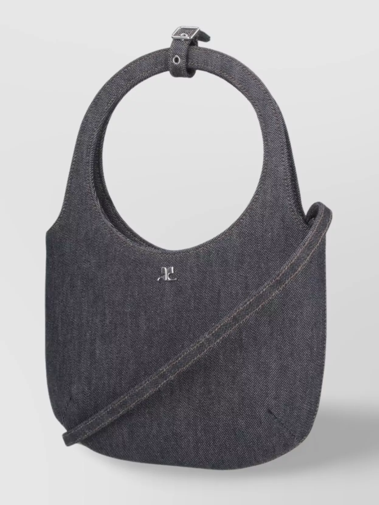 Courrèges Circular Handle Crossbody Strap Denim Texture