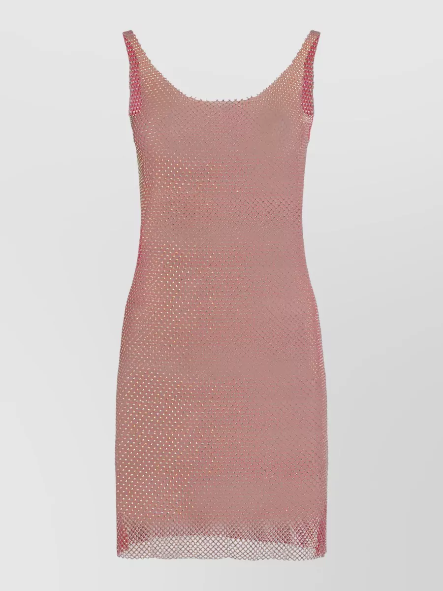 Santa Brands Embellished knitted mesh mini dress