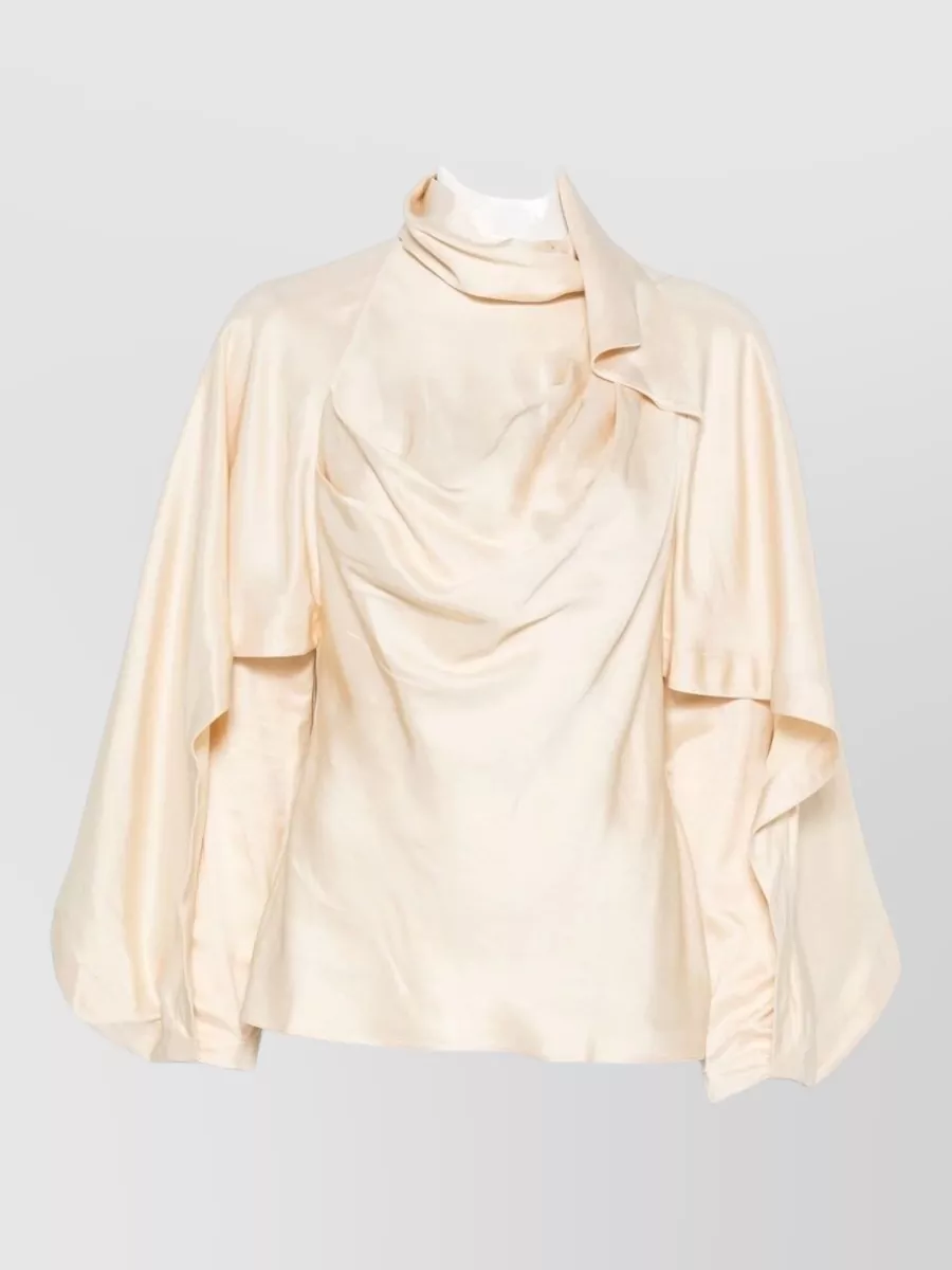 Zimmermann Draped Pussy Bow Long Sleeve Blouse In Neutral
