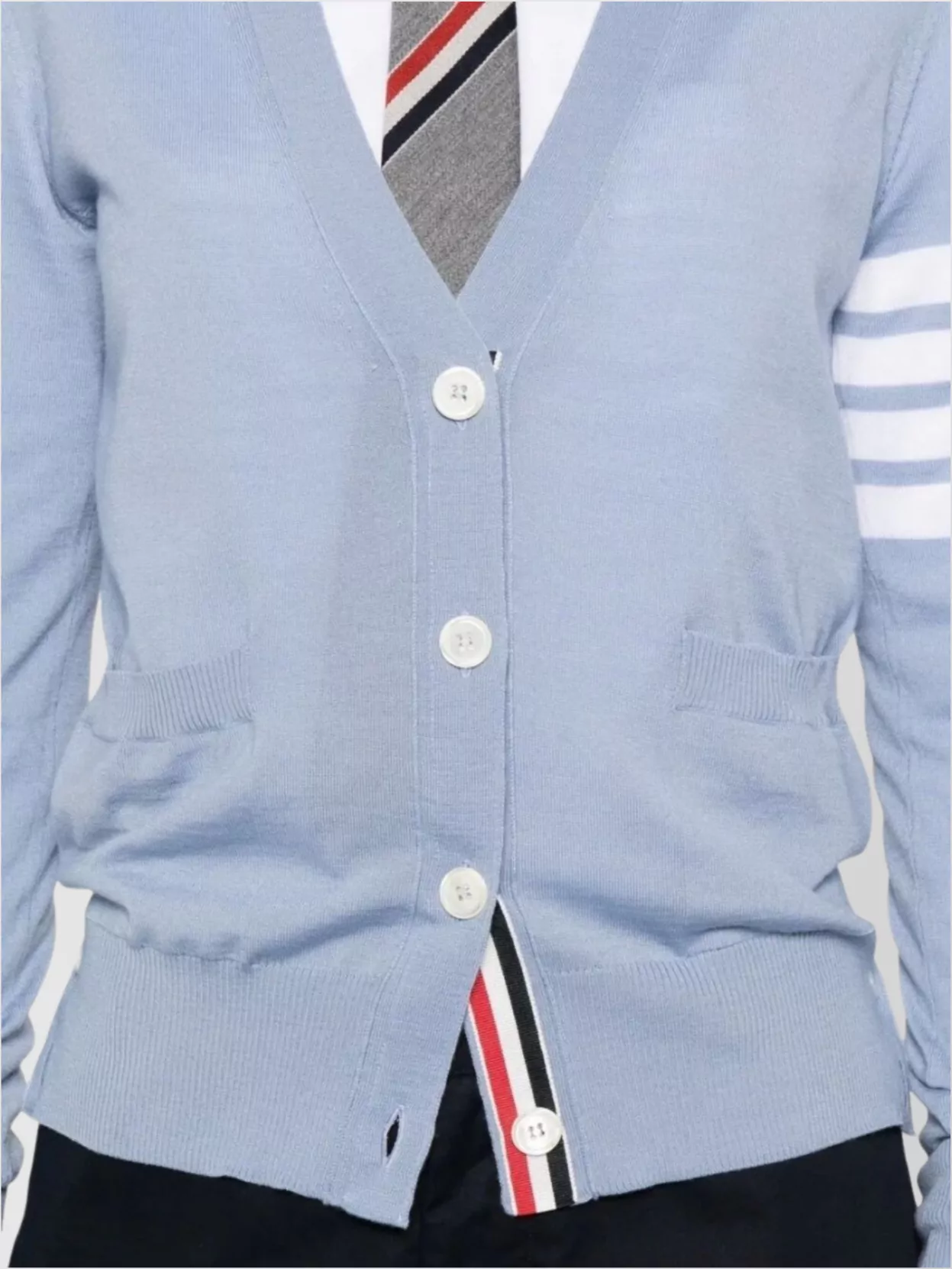 Thom Browne V-Neck Cardigan Stripe Detail
