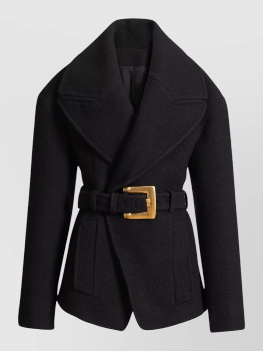 Balmain virgin wool belted short coat
