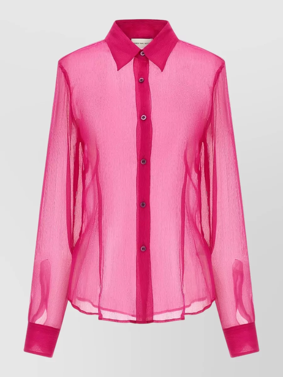 Dries Van Noten Silk cloudy asymmetric long-sleeve shirt