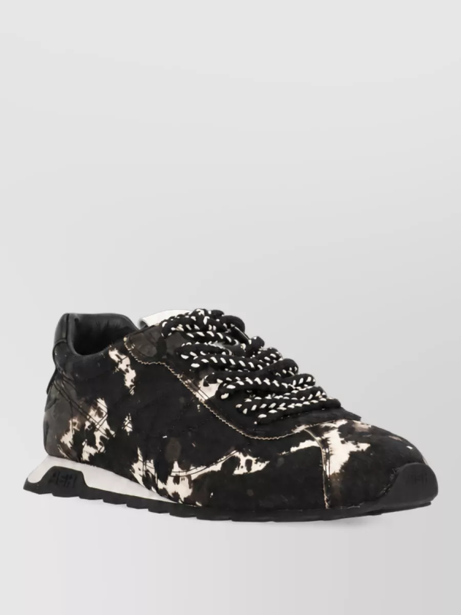 Ash calf hair low-top sneakers