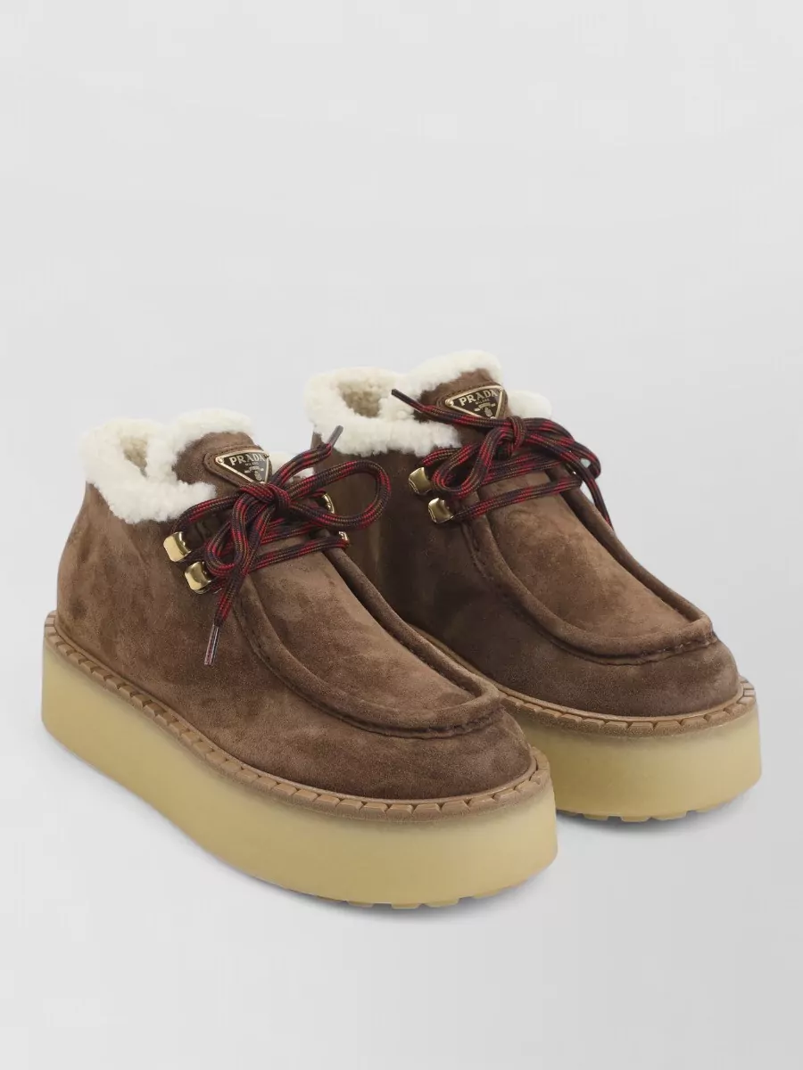 Prada suede lace-up ankle boots