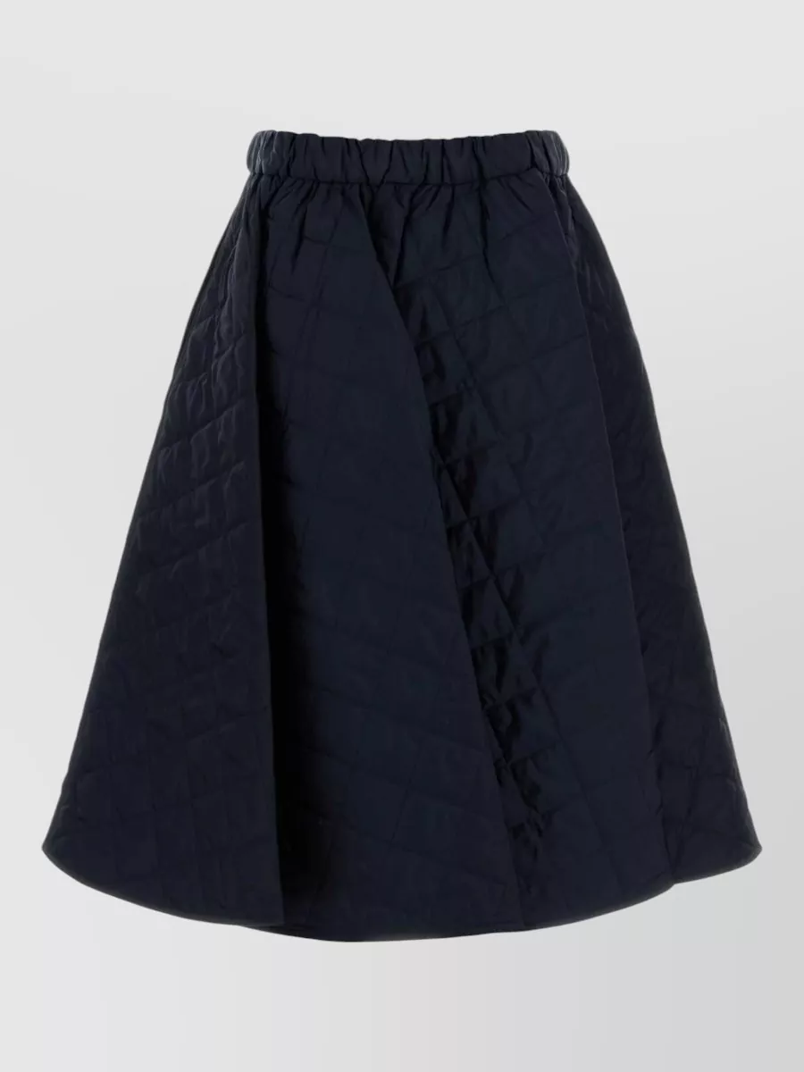Prada Renylon Aline Skirt Quilted Texture Waistband In Blue