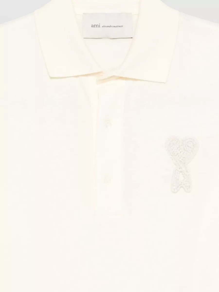 Ami Paris Ami De Couer Cotton Polo Collar Shirt