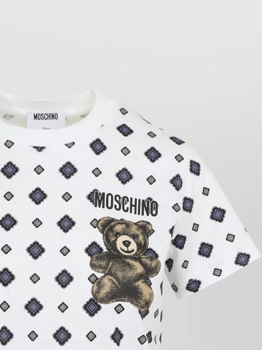 Moschino Crew Neck Graphic Print Short Sleeve Top