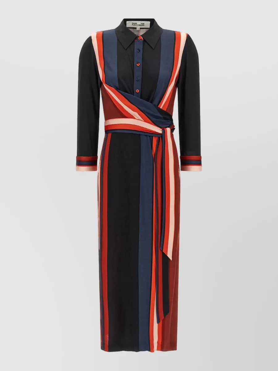 Diane Von Furstenberg striped wrap midi dress