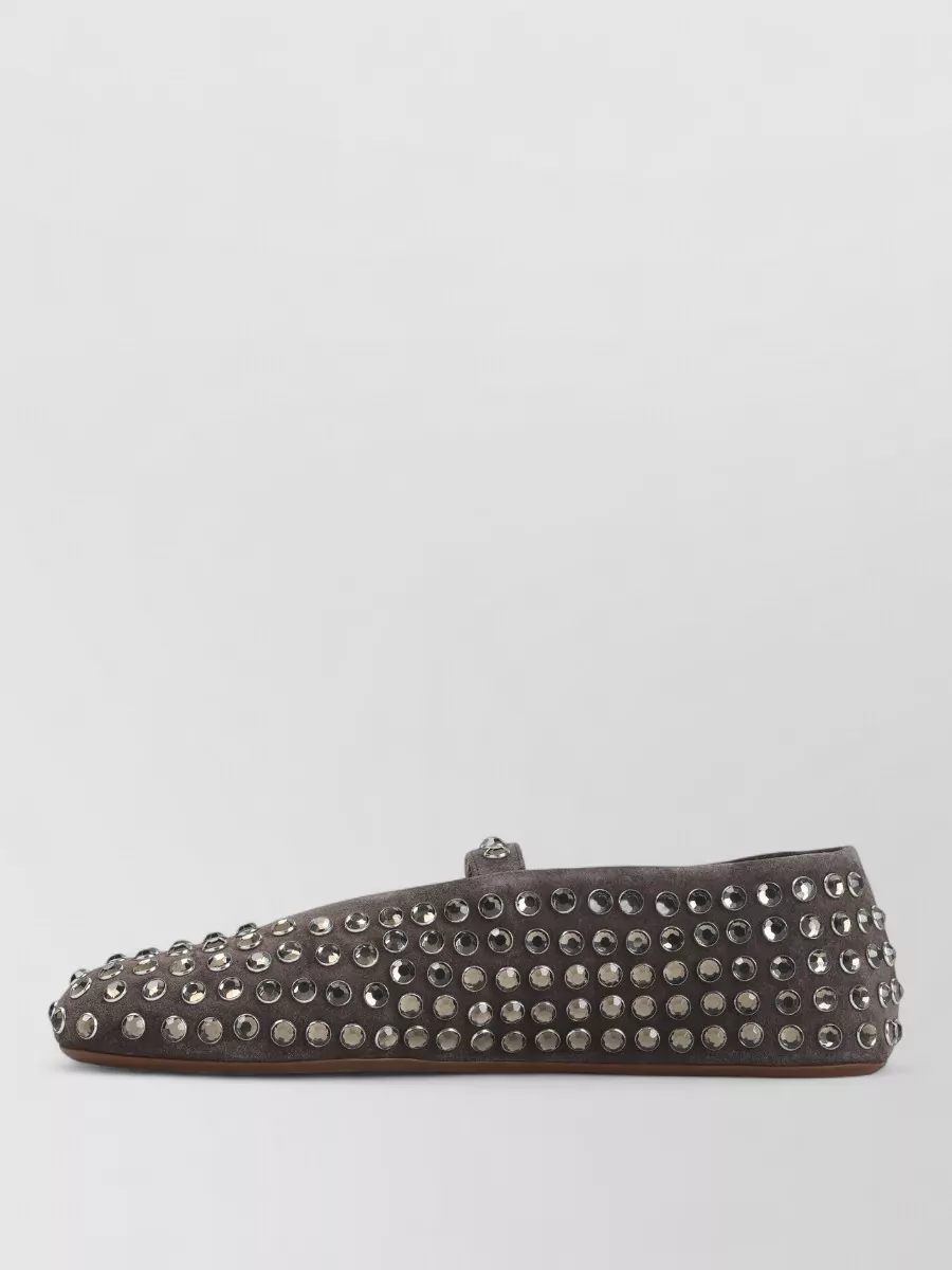 Alaïa Suede Leather Studded Ballerina Flats
